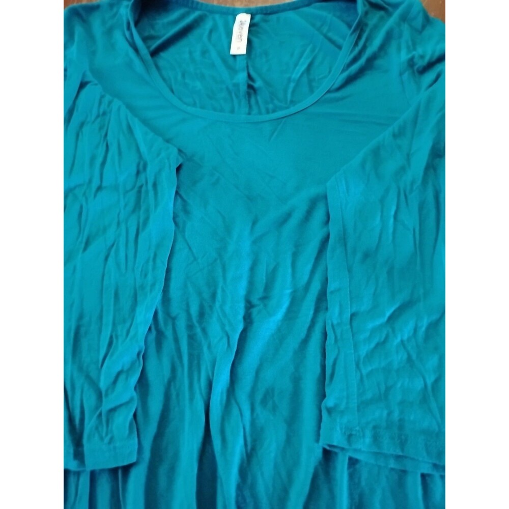 24seven Comfort Apparel Women's Sz.XL Teal Scoop Neck Long Sleeve Flared Hem Top